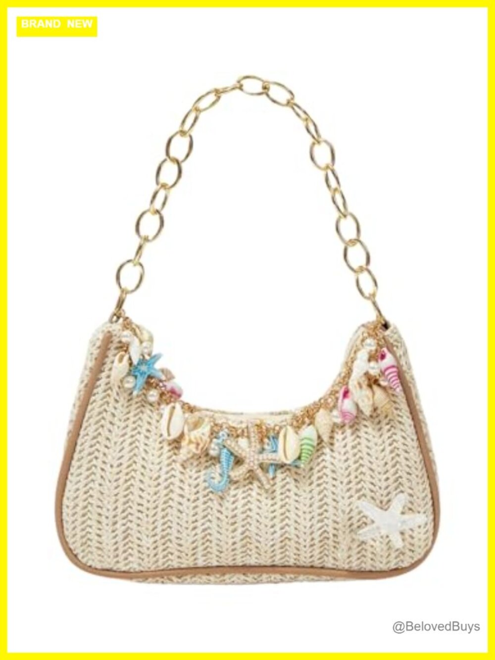 Straw Beach Purse Seashell Beaded Shoulder Handbag Boho Summer Vacation Bag